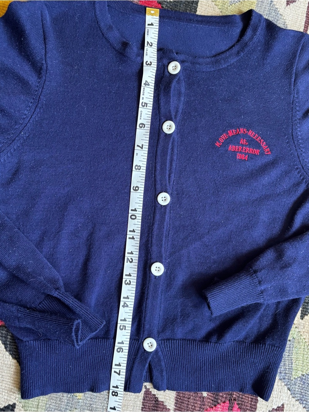 Ader Error Cropped Cardigan
Navy with Red Embroidery 
XS - Picture 11 of 11